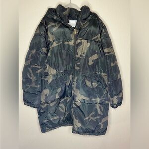 JUNAROSE Camo Camouflage Padded Aop Parka Hooded Jacket 2X PLUS